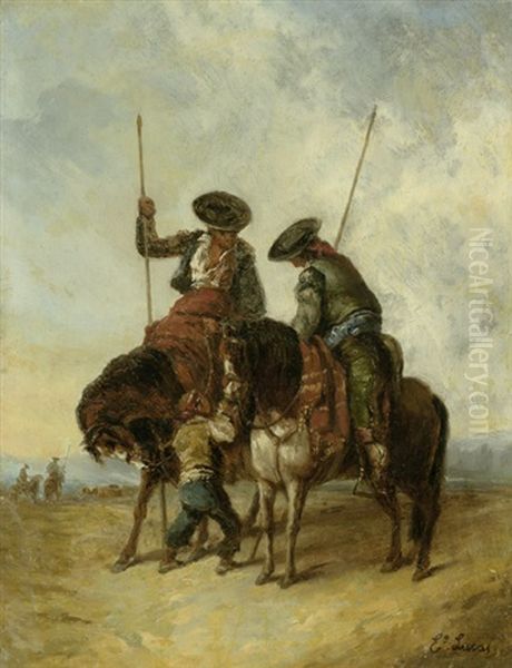 Zwei Picadore Zu Pferd Oil Painting by Eugenio Lucas Velazquez