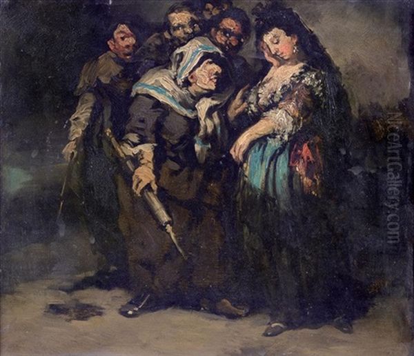 La Reprimenda (the Reprimand) Oil Painting by Eugenio Lucas Velazquez