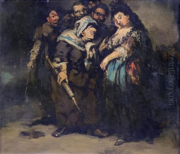 La Reprimenda (the Reprimand) Oil Painting by Eugenio Lucas Velazquez