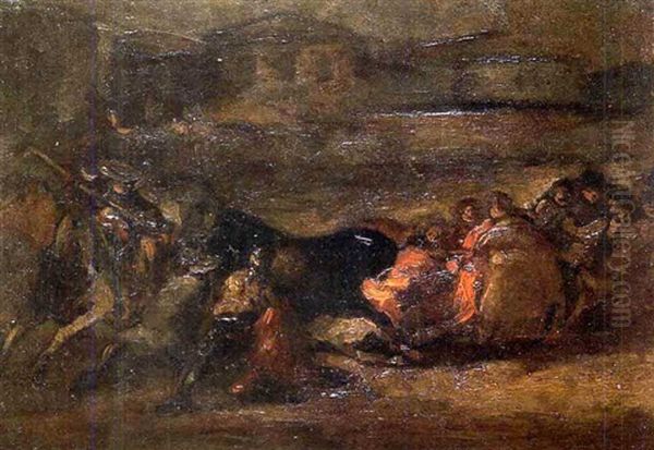 Escena Taurina Con Picador Oil Painting by Eugenio Lucas Velazquez