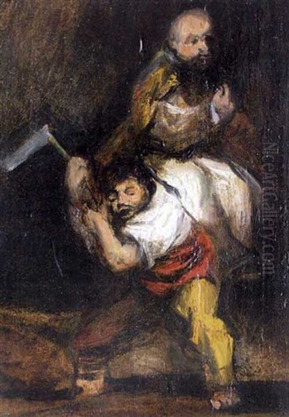 Sauras-tu Jamais Ce Que Tu Portes Sur Ton Dos? Oil Painting by Eugenio Lucas Velazquez