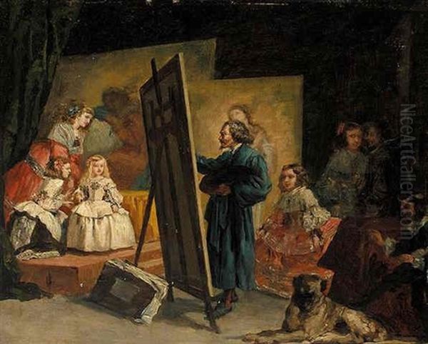 Velazquez Pintando A Las Meninas Oil Painting by Eugenio Lucas Velazquez