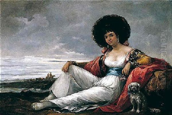 La Maja Del Perrito Oil Painting by Eugenio Lucas Velazquez