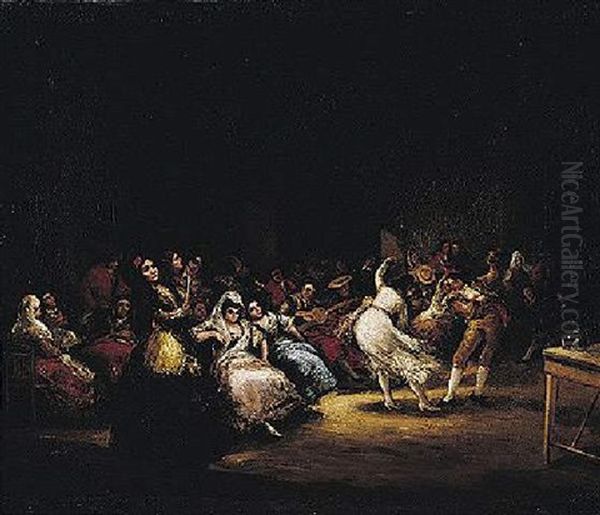 Fiesta Flamenca Oil Painting by Eugenio Lucas Velazquez