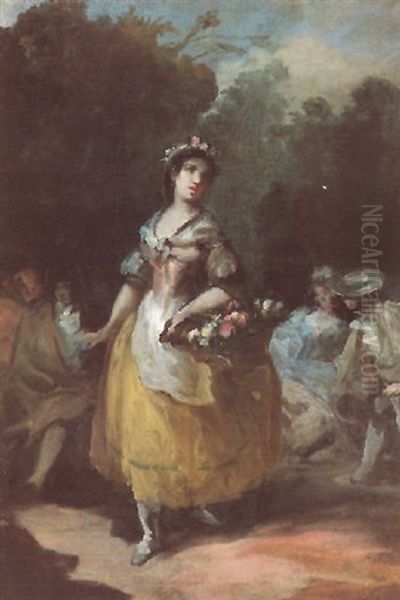 La Florista Oil Painting by Eugenio Lucas Velazquez