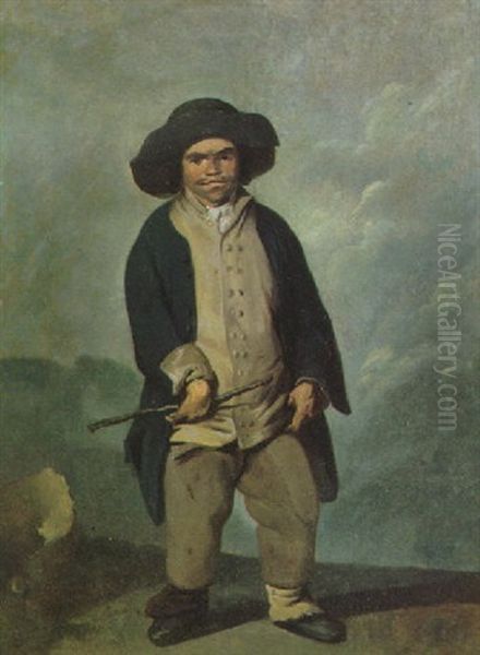 A Peasant Oil Painting by Eugenio Lucas Velazquez