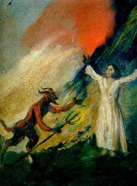 El Diablo Y El Alma Oil Painting by Eugenio Lucas Velazquez