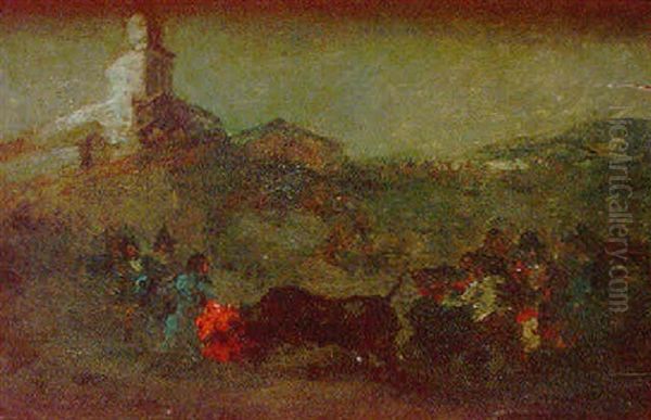 Capea En Un Pueblo Oil Painting by Eugenio Lucas Velazquez