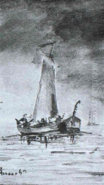 Barcos Oil Painting by Eugenio Lucas Velazquez