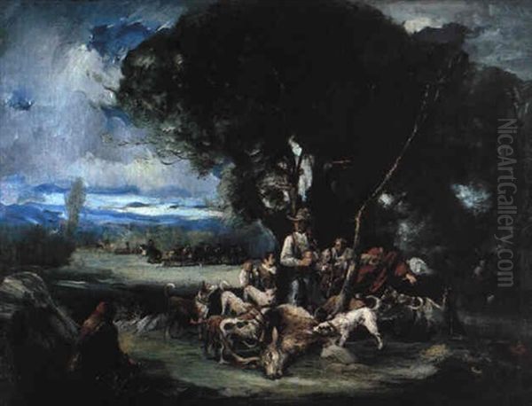 Cacera Oil Painting by Eugenio Lucas Velazquez