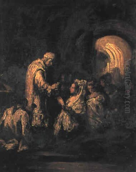 Priest Giving Communion Oil Painting by Eugenio Lucas Velazquez