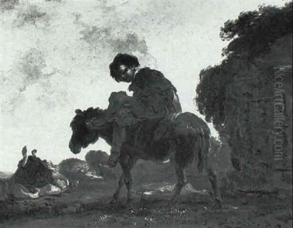 Boy On A Mule Oil Painting by Eugenio Lucas Velazquez