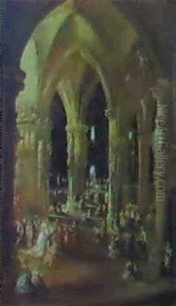 Procesion En La Catedral Oil Painting by Eugenio Lucas Velazquez