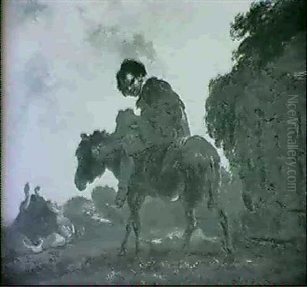 Boy On Mule Oil Painting by Eugenio Lucas Velazquez