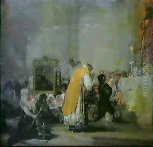 The Mass Of Purification Oil Painting by Eugenio Lucas Velazquez