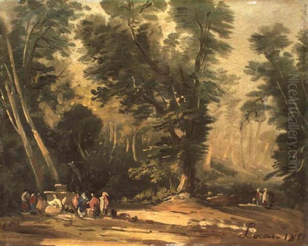 Figuras En Un Paisaje Oil Painting by Eugenio Lucas Velazquez