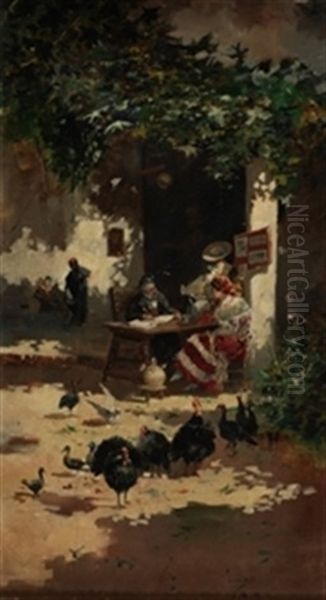 El Escribano Oil Painting by Eugenio Lucas Villamil