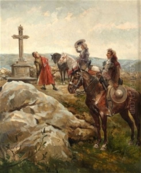 La Cruz Del Termino Oil Painting by Eugenio Lucas Villamil