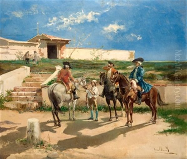 Descanso En El Camino Oil Painting by Eugenio Lucas Villamil