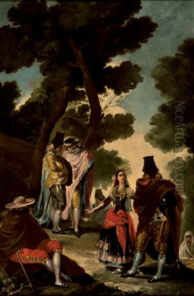 Escena Goyesca Oil Painting by Eugenio Lucas Villamil