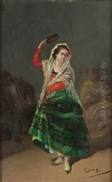 Bailaora Oil Painting by Eugenio Lucas Villamil