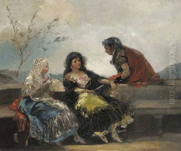 La Conversacion Oil Painting by Eugenio Lucas Villamil