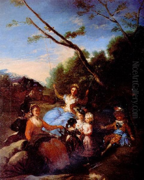 El Columpio Oil Painting by Eugenio Lucas Villamil