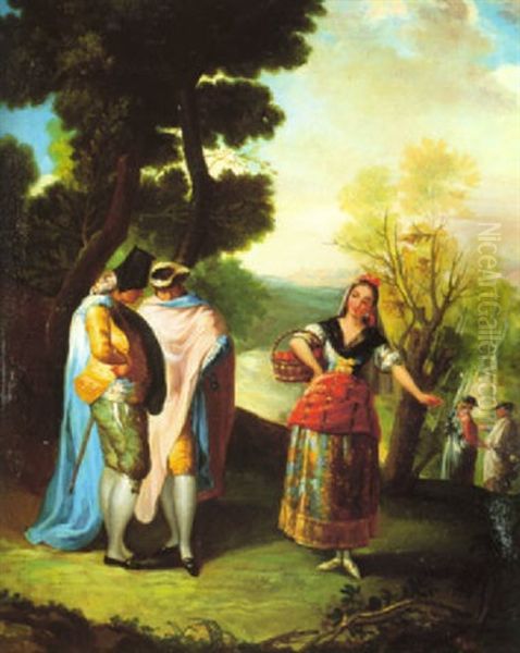 Maja Y Embozados Oil Painting by Eugenio Lucas Villamil