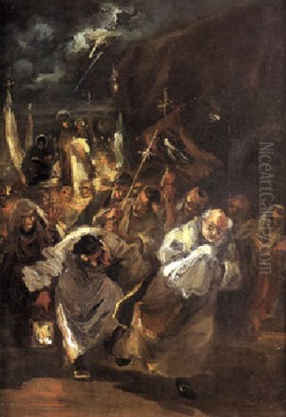 El Tropezon Del Sacristan Oil Painting by Eugenio Lucas Villamil