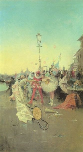 Carnaval En Venecia Oil Painting by Eugenio Lucas Villamil