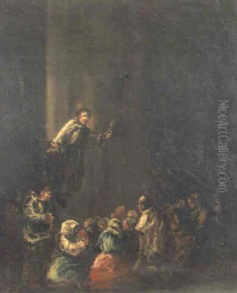 El Sermon Oil Painting by Eugenio Lucas Villamil