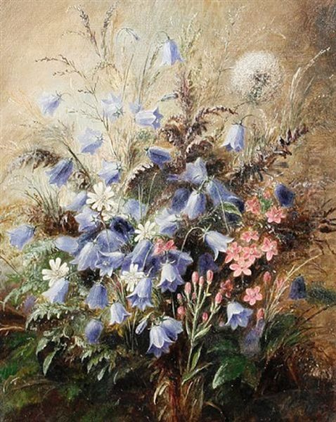 Harebells And Centaury (+ Erica Tetralix With A Butterfly; Pair) Oil Painting by Albert Durer Lucas