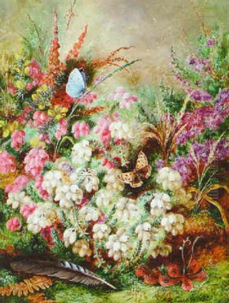 Heather And Butterflies Oil Painting by Albert Durer Lucas