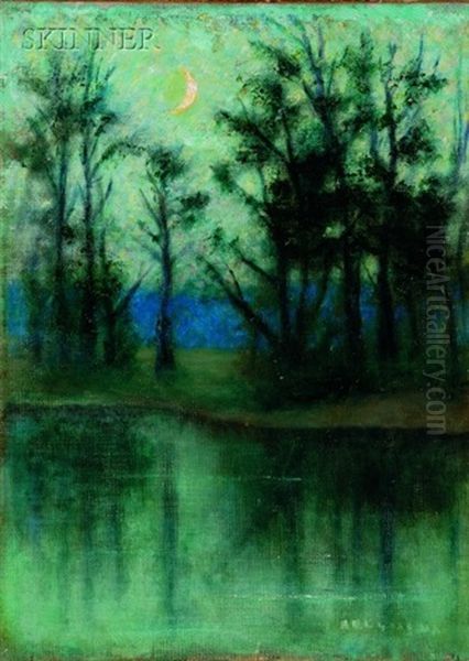 Nocturnal Landscapes (2 Works) Oil Painting by Albert Pike Lucas