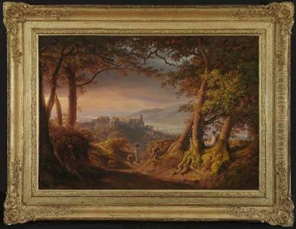 Blick Auf Das Heidelberger Schloss Oil Painting by August Lucas