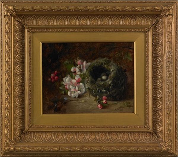 A Bird Nest And Flowers Oil Painting by Edward George Handel Lucas