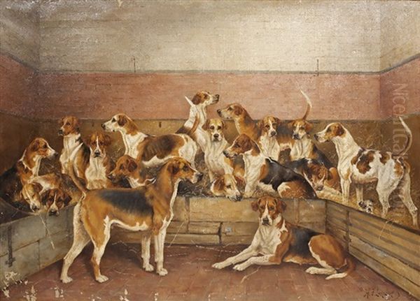 A Group - Heythrop Hounds 1921 Oil Painting by Henry Frederick Lucas Lucas