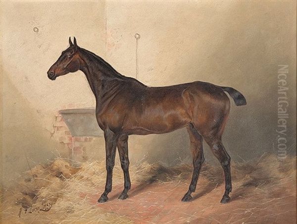 Portrait Of A Hunter In A Stable, Don Ceasar Oil Painting by Henry Frederick Lucas Lucas