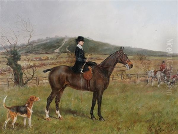 Lady On Horseback, Mrs R. Burn On Sparklet Oil Painting by Henry Frederick Lucas Lucas