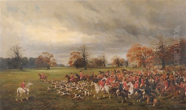 Atherstone Hunt - Cotton House Oil Painting by Henry Frederick Lucas Lucas