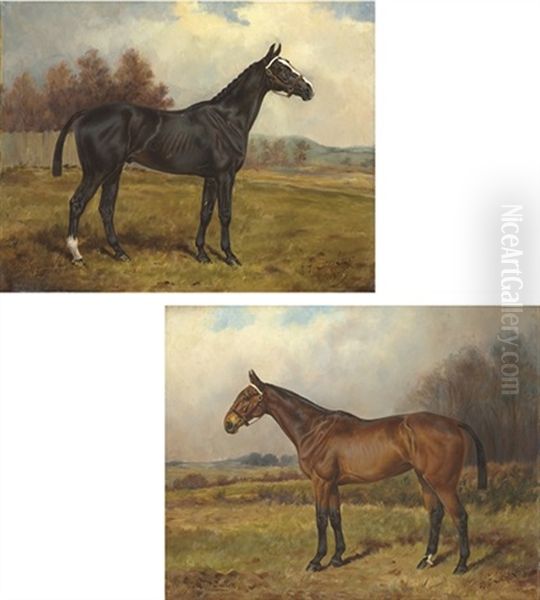 Dick Turpin (+ Miss Sutton : Hunters In Autumn Landscapes; Pair) Oil Painting by Henry Frederick Lucas Lucas