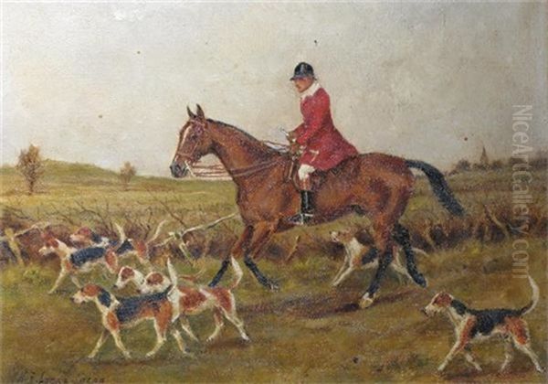 Hunting Scene (+ Another; Pair) Oil Painting by Henry Frederick Lucas Lucas