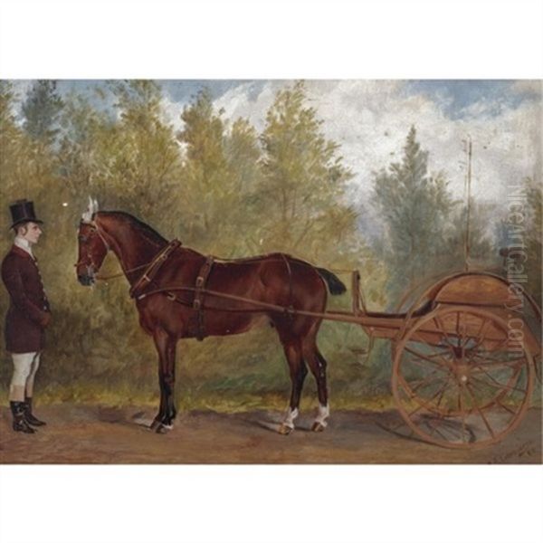 Horse, Carriage And Master Oil Painting by Henry Frederick Lucas Lucas