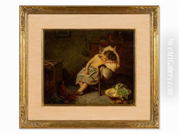 Sleeping Child Oil Painting by John Seymour Lucas