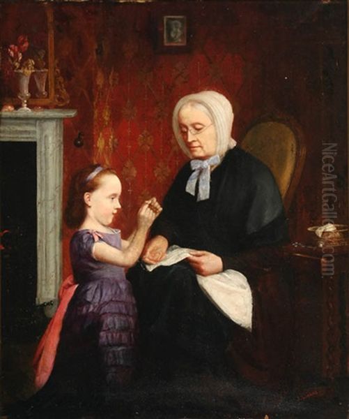 The Sewing Lesson Oil Painting by John Seymour Lucas