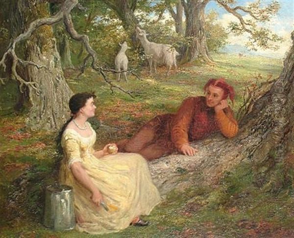 Touchstone And Audrey: A Scene From As You Like It (from As You Like It) Oil Painting by John Seymour Lucas