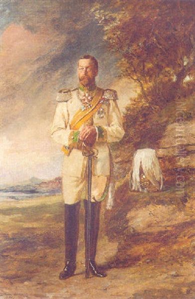 His Royal Highness George Prince Of Wales In Prussian Military Uniform Oil Painting by John Seymour Lucas