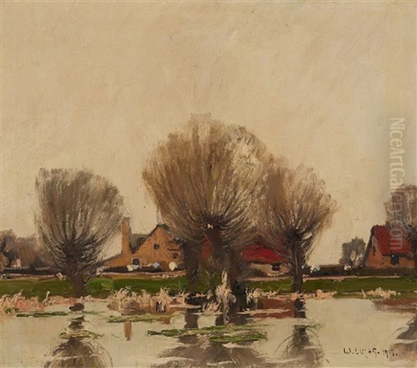 Village Landscape With Willows by Wilhelm (Willy) Lucas