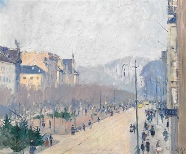 Alleestrase In Dusseldorf Oil Painting by Wilhelm (Willy) Lucas