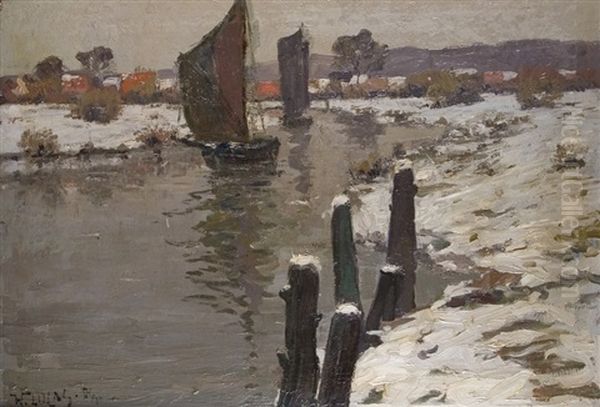 Winter At The River Oil Painting by Wilhelm (Willy) Lucas